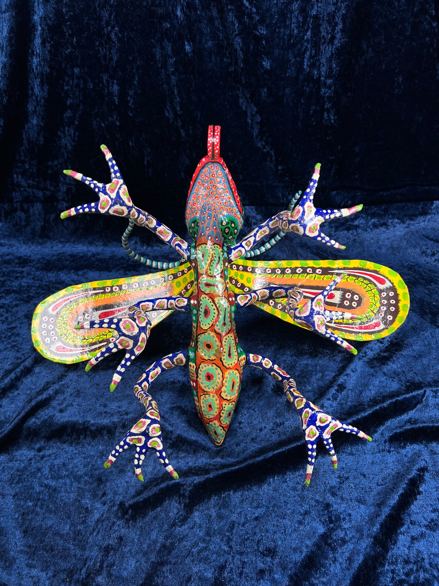 Vintage Paper Mache Alebrije Sculpture – Fantastical Winged Lizard Folk Art