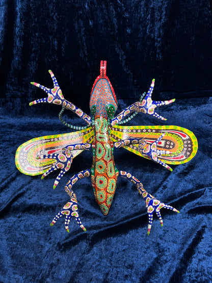 Vintage Paper Mache Alebrije Sculpture – Fantastical Winged Lizard Folk Art