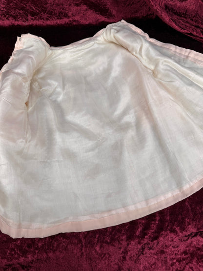 Vintage Silk Baby Capelet – Blush Pink Embroidered Lined Infant Coat