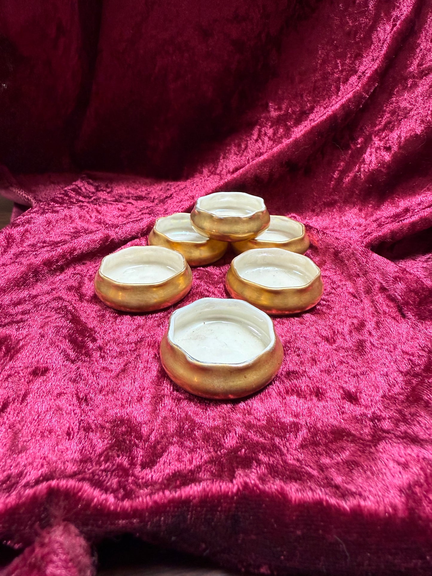 Vintage Trinket - Gold Salt Cellars - Belleek