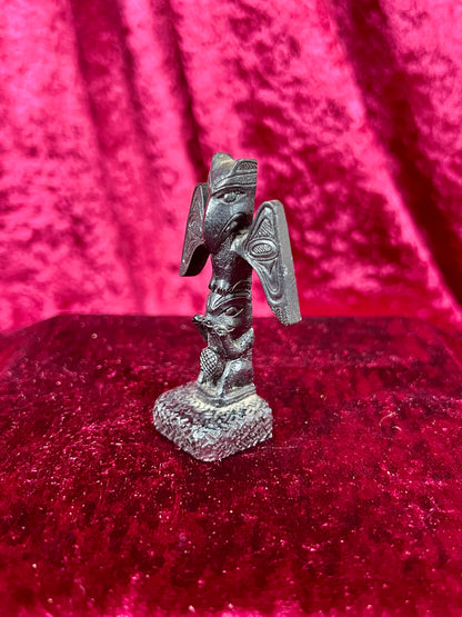 Vintage Figurine - Miniature Totem - Black Thunderbird - 2.75"