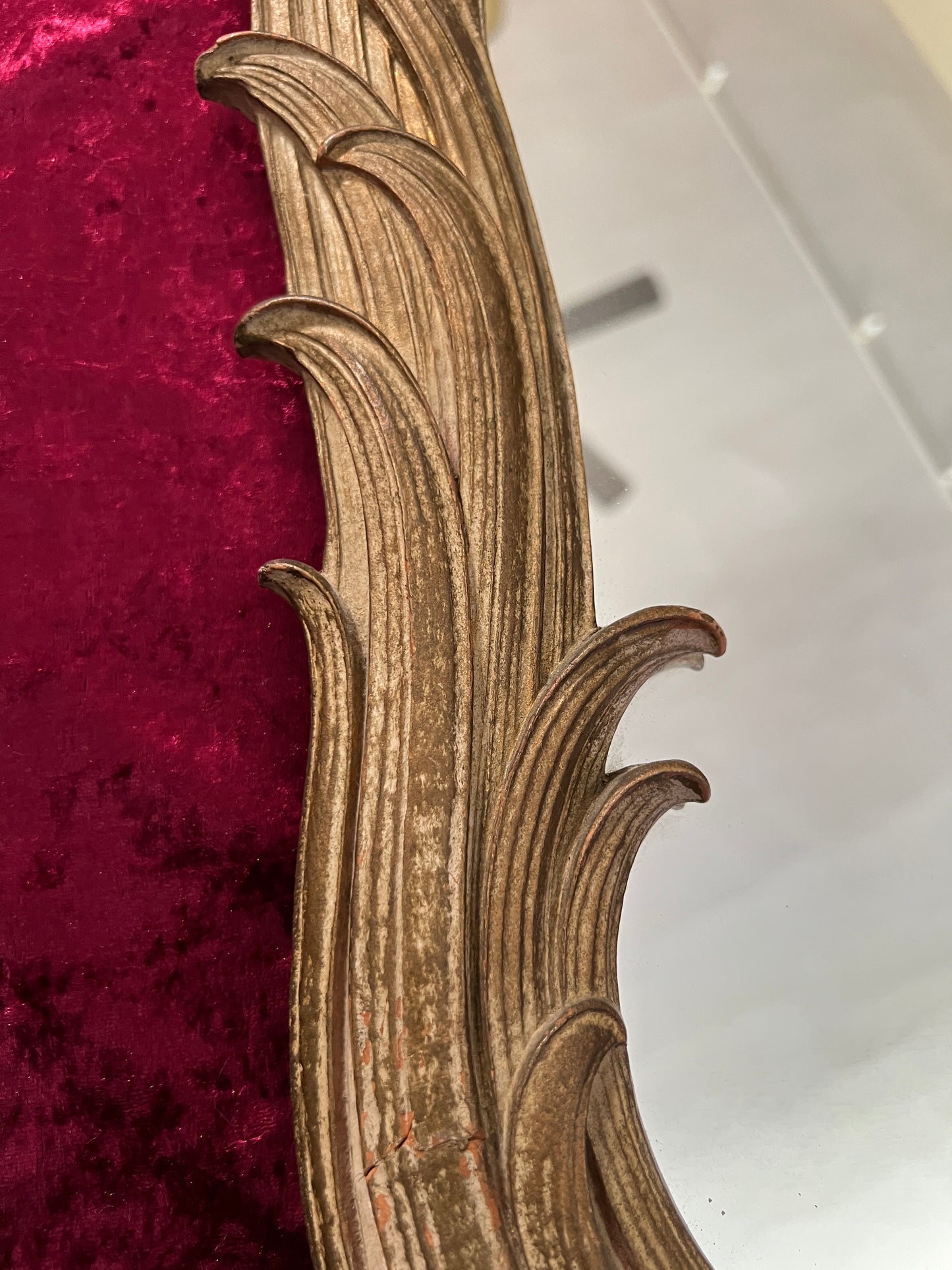 Vintage Syroco Wood Wall Mirror - Ornate Rococo Gold Hued Frame
