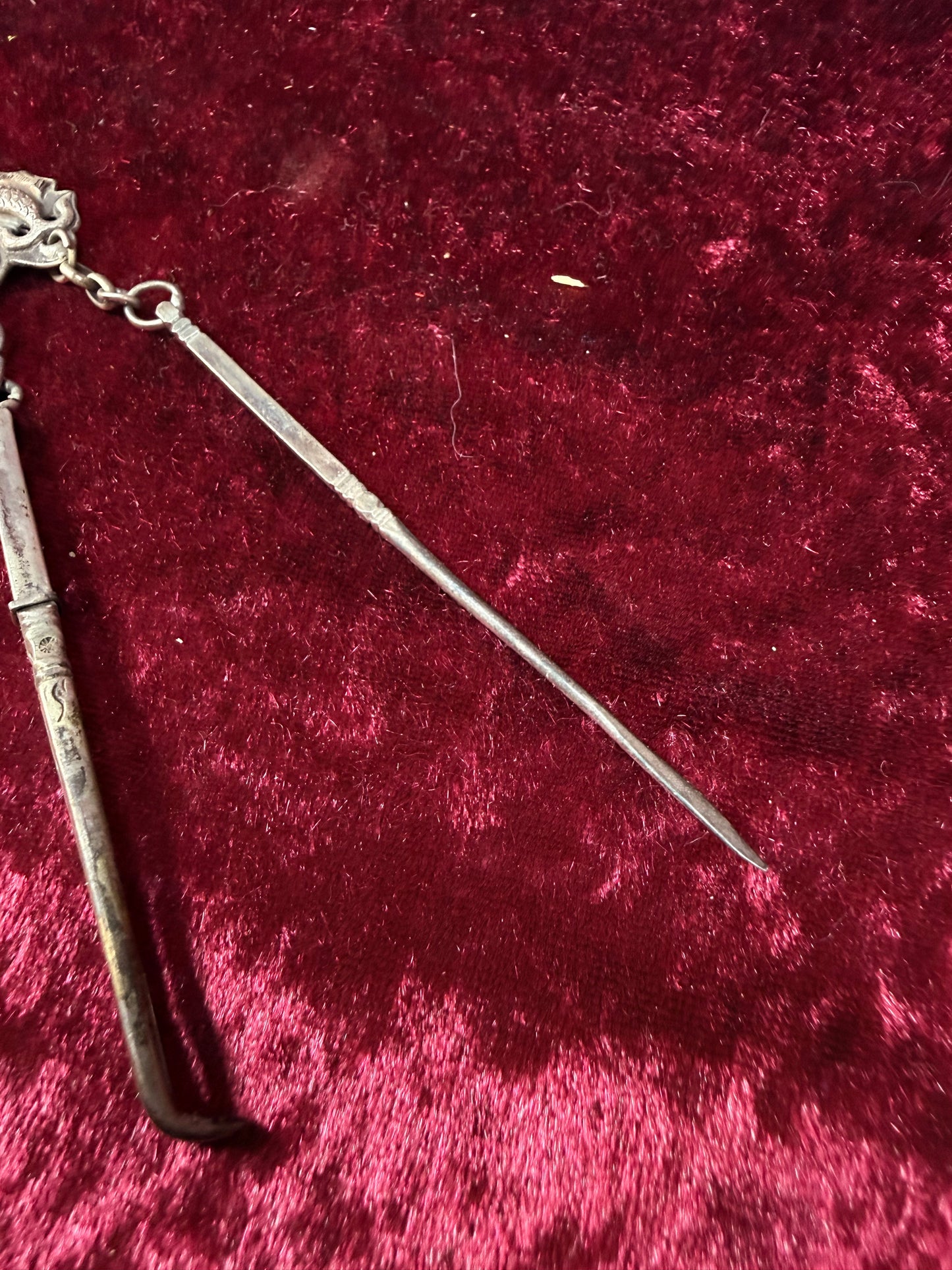 Antique Sterling Silver Opium Chatelaine – Twin Koi Fish and Monkey - Late Qing Dynasty