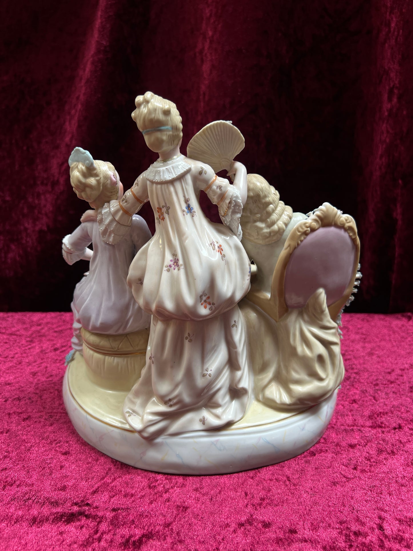 Vintage Porcelain Figurine - Antique Dresden Style Chess Game German Saxe Group