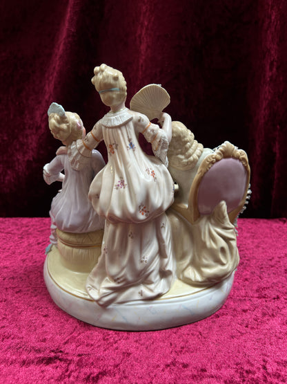 Vintage Porcelain Figurine - Antique Dresden Style Chess Game German Saxe Group