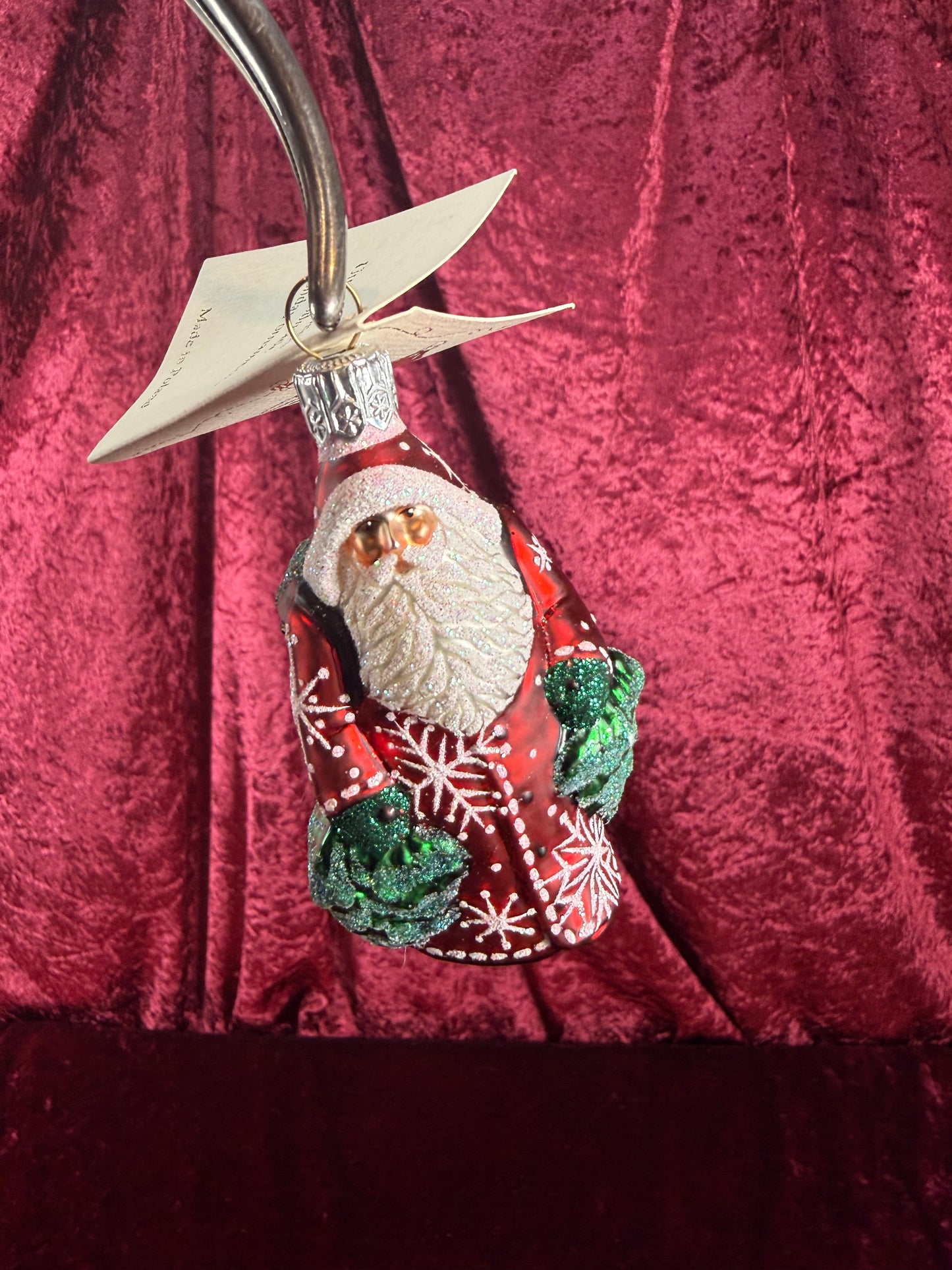 Vintage Christmas - Handblown Glass Ornament - Santa Claus Through The Woods - Patricia Breen - Poland