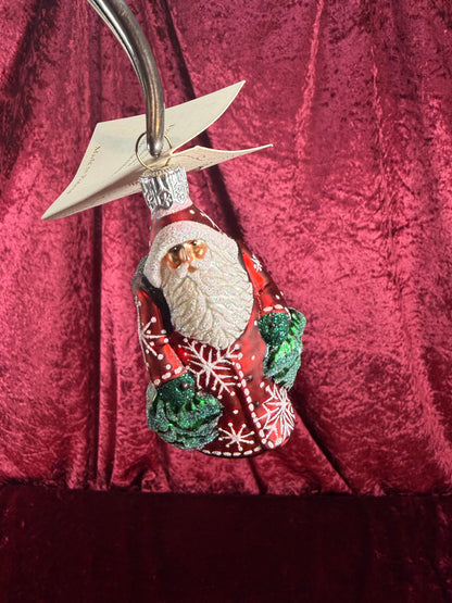 Vintage Christmas - Handblown Glass Ornament - Santa Claus Through The Woods - Patricia Breen - Poland