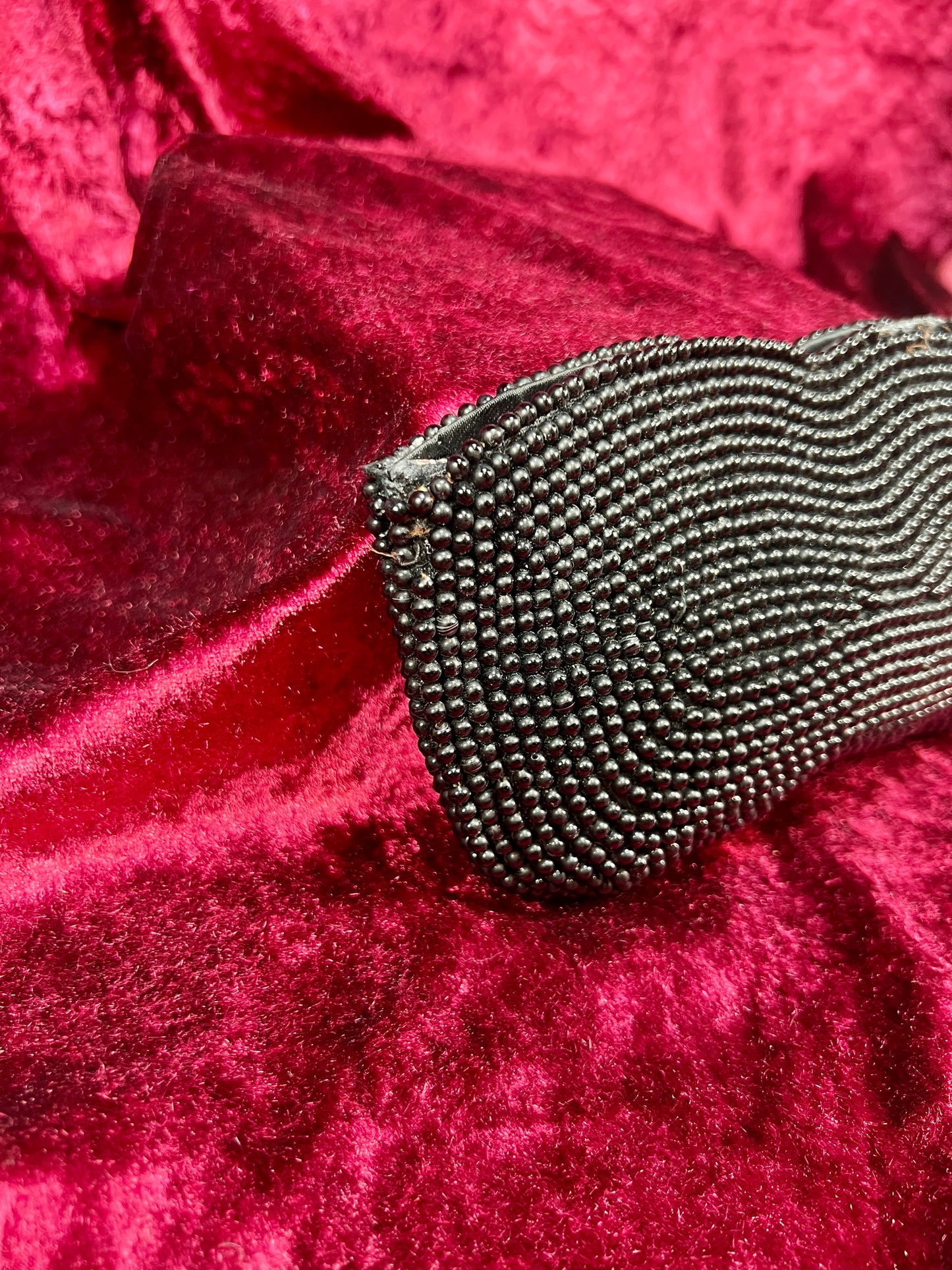 Vintage Beaded Evening Clutch – Black Butterfly Motif Cocktail Purse