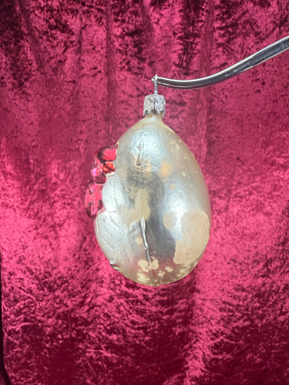 Vintage Christmas - Handblown Glass Ornament - Hatched Magenta Chick - Inge Glas - Made In Germany