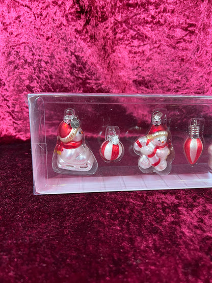 Vintage Christmas - Mini Glass Ornament Set - Snowmen and Candy Canes - Department 56