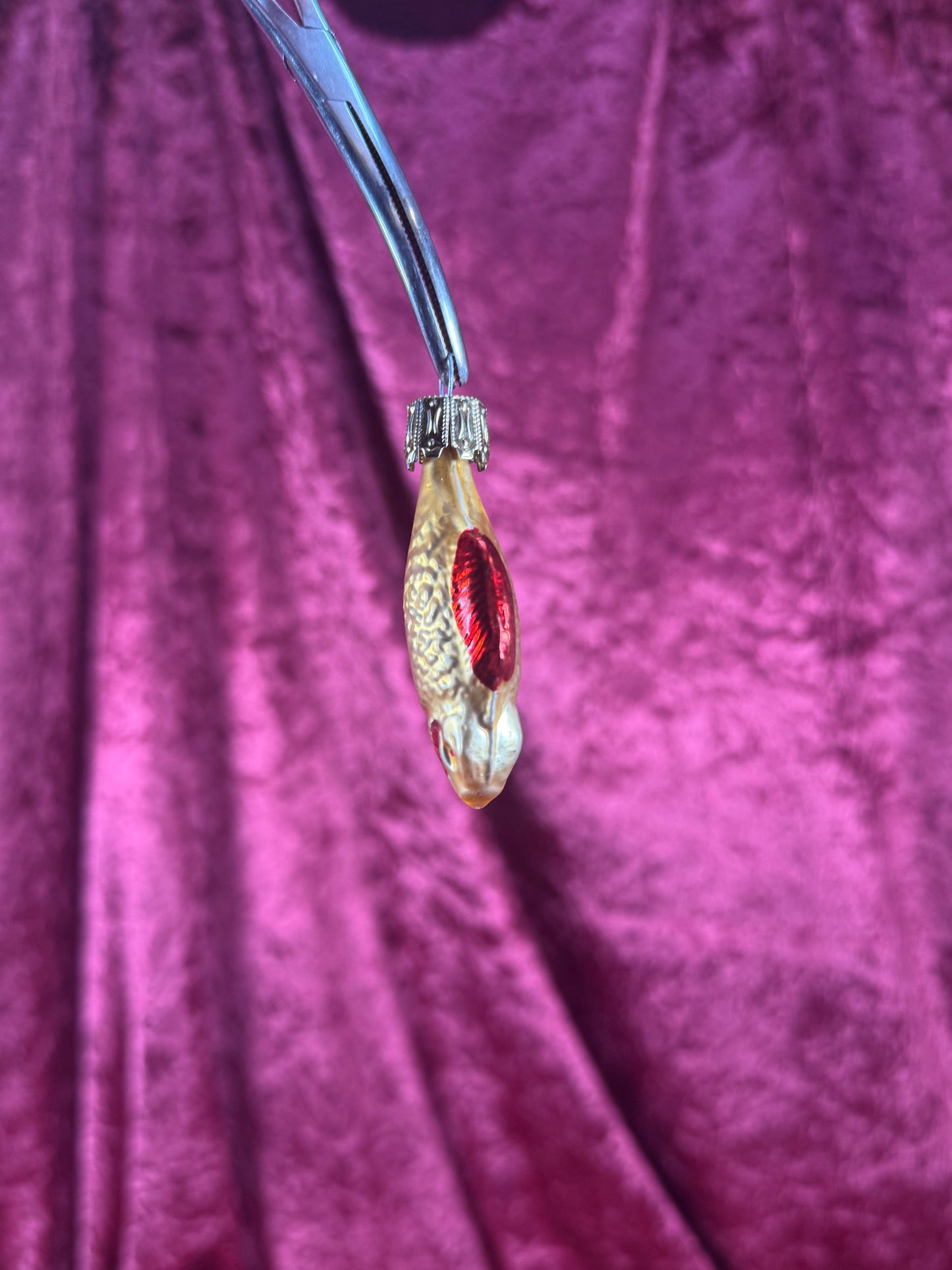 Vintage Christmas - Handblown Glass Ornament - Yellow and Red Fish - 2.5"