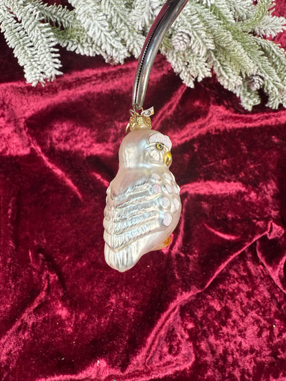 Vintage Christmas - Handblown Glass Ornament - Snow Owl - Department 56
