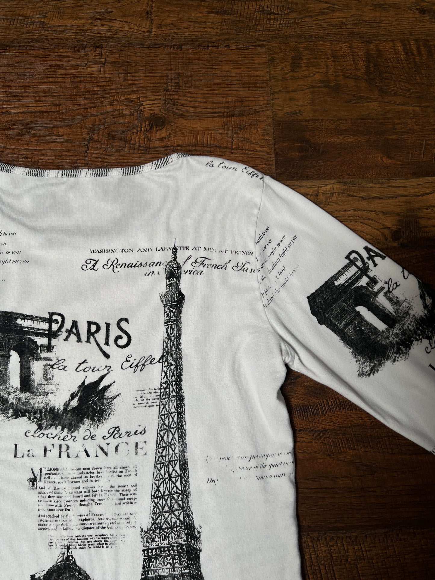 Vintage Take Two Cotton Graphic Top — Paris Eiffel Tower Sequin Print - Size Large