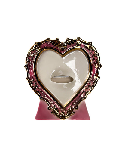 Vintage Vase - Mid Century Pink Valentine Heart with Gold Filigree - Japan