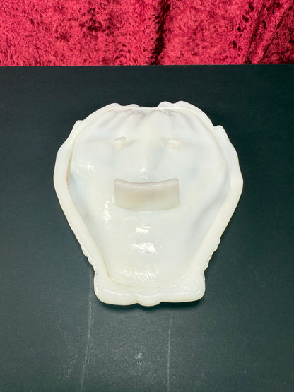 Vintage Trinket Dish - Cupped Open Hands - White Milk Glass - Avon