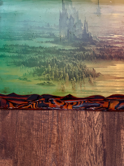 Vintage 1970s Lacquered Wood Wall Art – "Overpopulation" by John Pitre