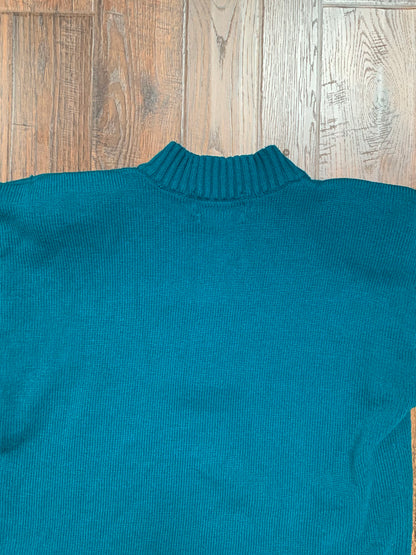 Vintage Clothing - V-Neck Sweater - Teal - A'Milano - Large