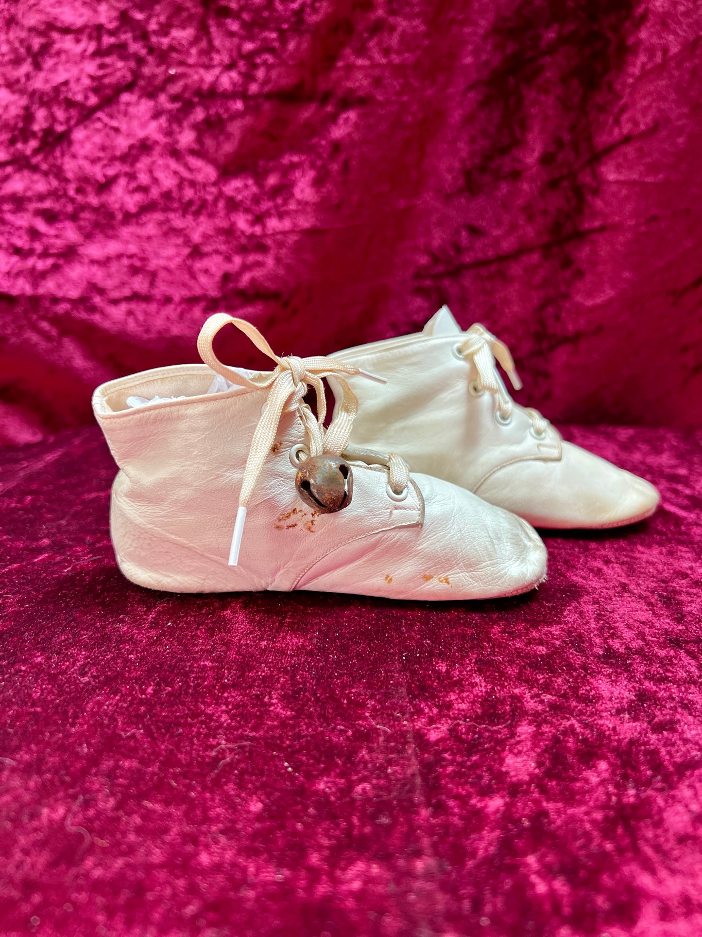 Vintage Haunted "Mrs. Day's Ideal" Baby Shoes - White - Made in USA