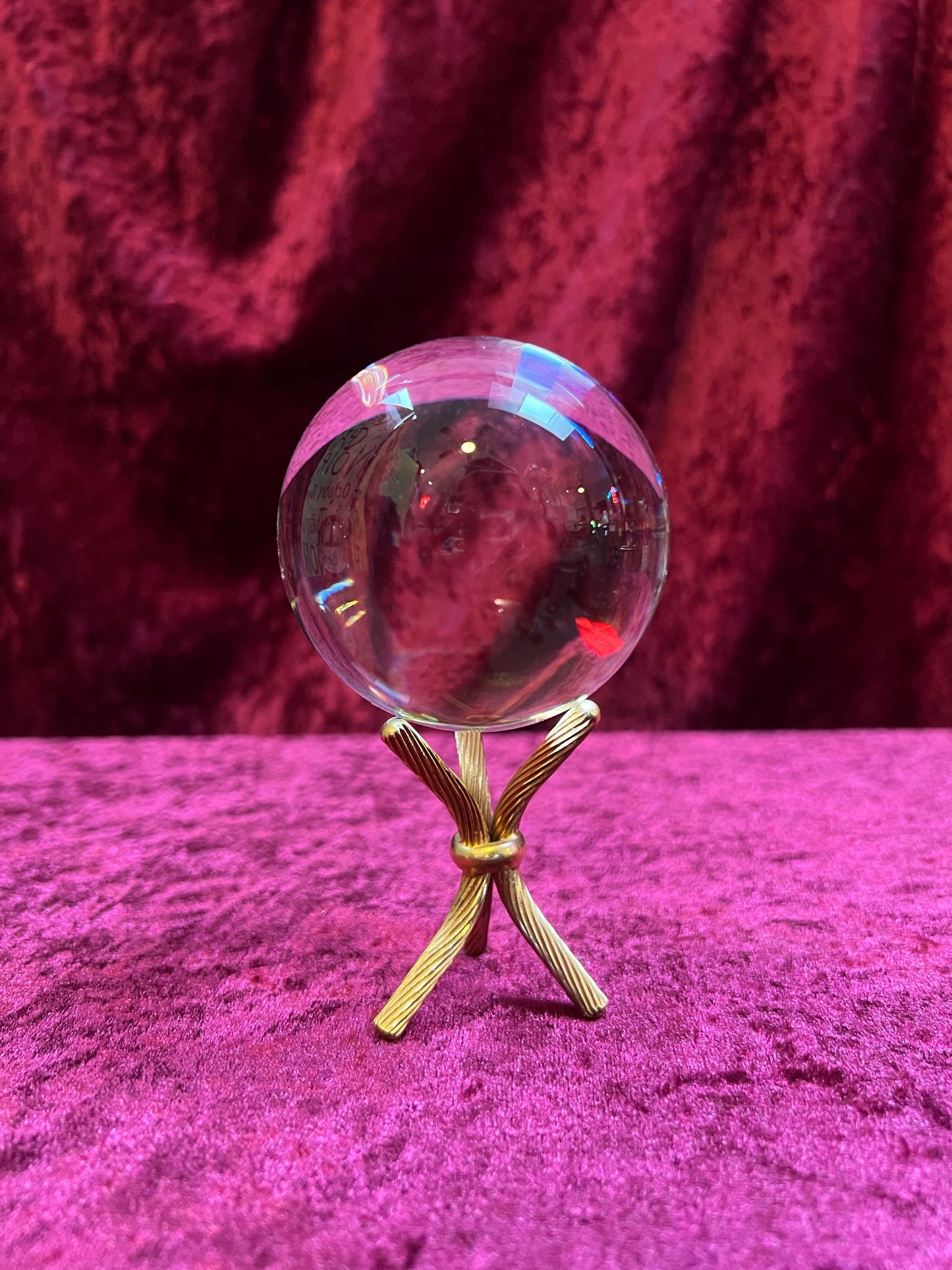 Vintage Curiosities - Crystal Ball with Braided Brass Stand - Small