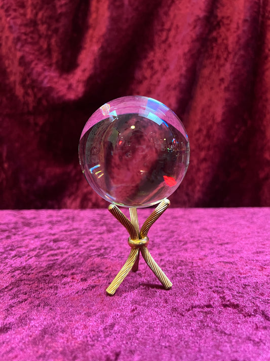Vintage Curiosities - Crystal Ball with Braided Brass Stand - Small