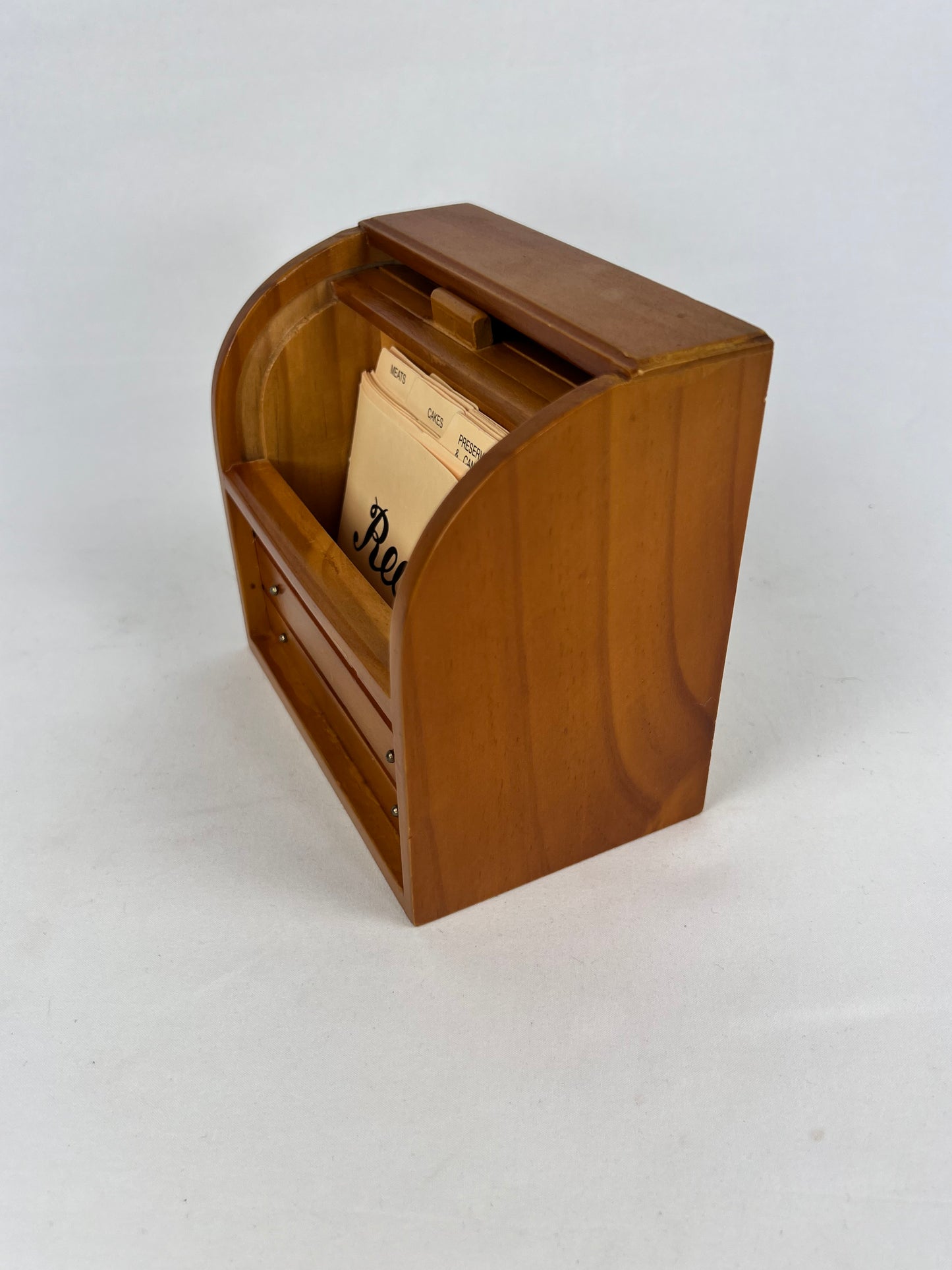 Vintage Wooden Roll Top Desk Recipe Card Holder