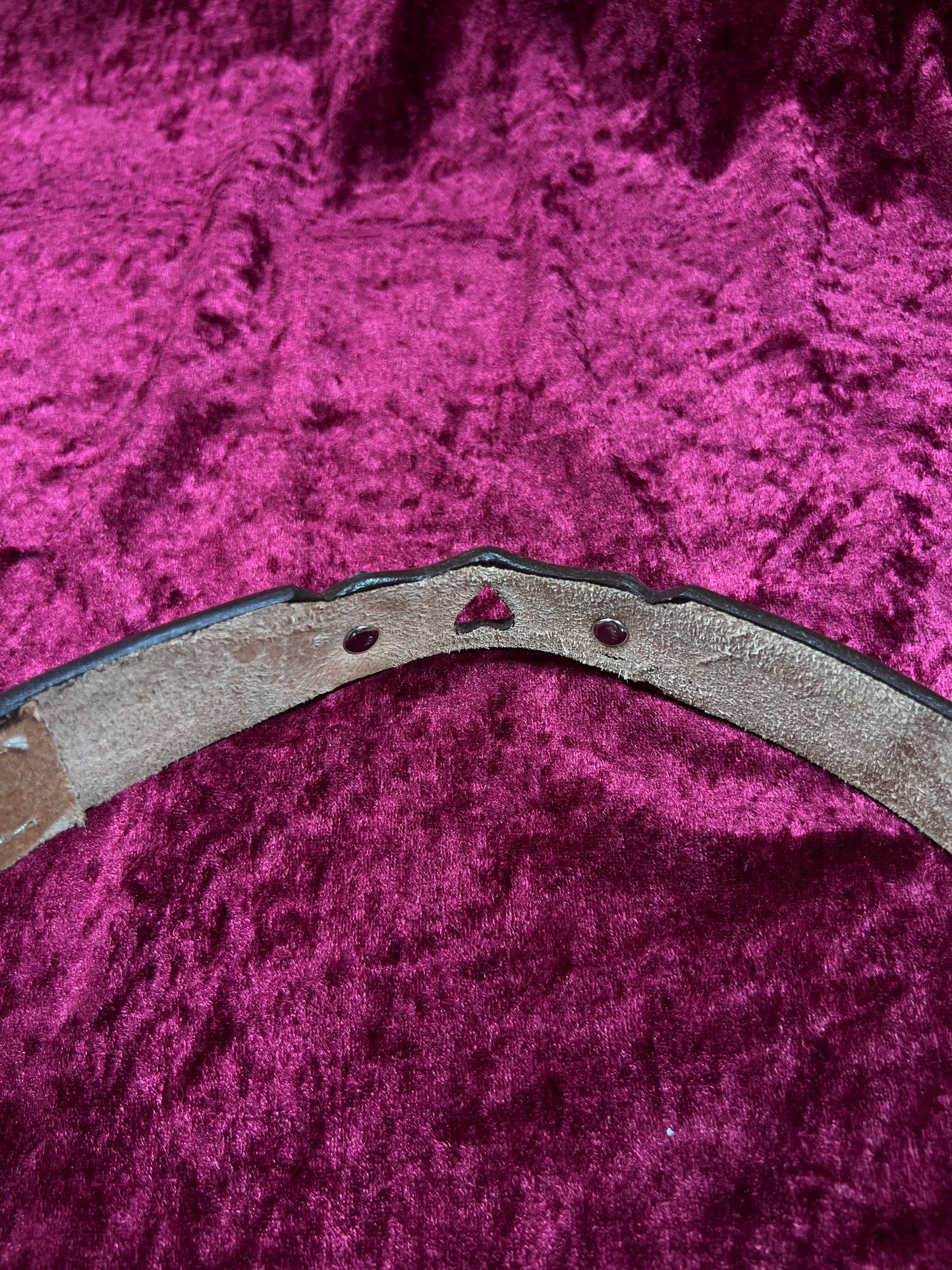 Vintage Nocona Leather Western Belt - Tooled Heart Cutout Silver Concho Belt USA Made - 34-37.75"