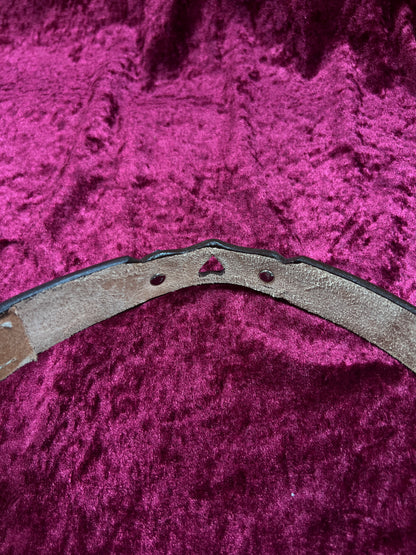 Vintage Nocona Leather Western Belt - Tooled Heart Cutout Silver Concho Belt USA Made - 34-37.75"