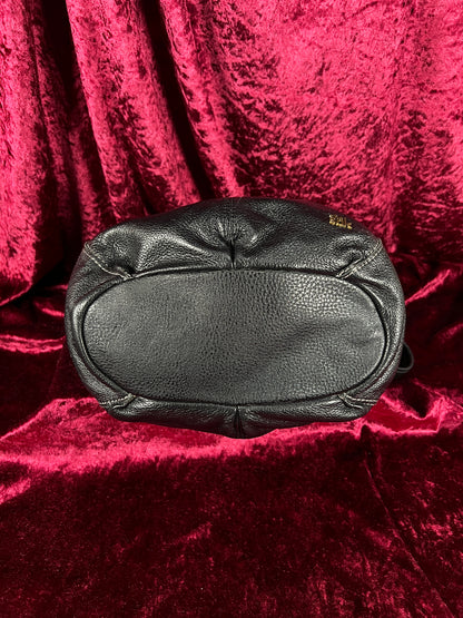 Vintage Leather Hobo Shoulder Bag - Black Pebbled Everyday Slouch Purse - The Sak