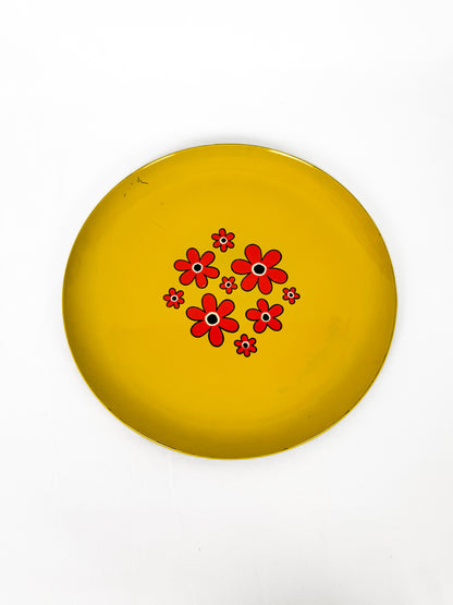 Vintage 1970s Melamine Serving Tray - MCM Yellow Floral