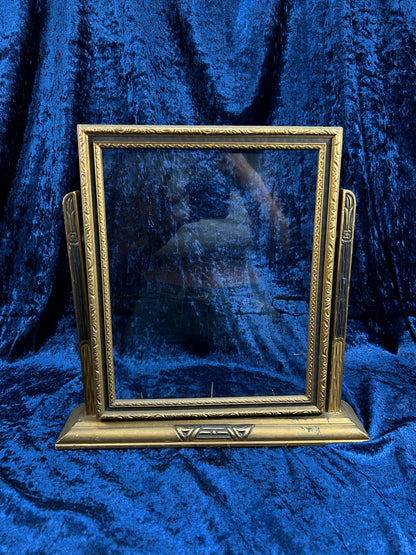Antique Art Deco Picture Frame – Gold & Charcoal Ornate Tilt Design