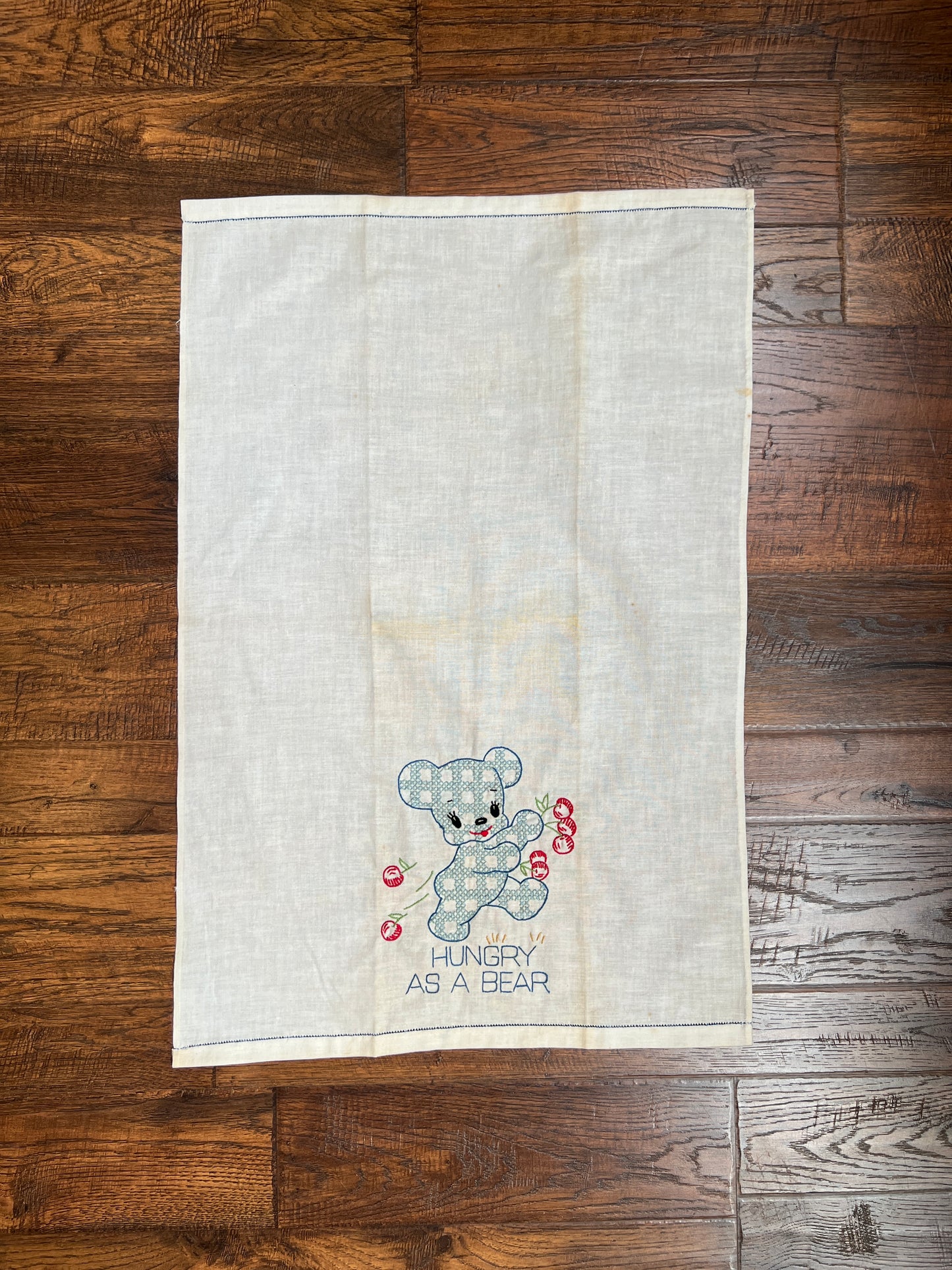 Vintage Linens - Anthropomorphic Embroidered Napkin Set - Hungry Bear, Stubborn Mule, Frisky Pup