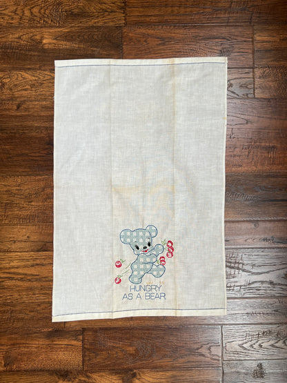 Vintage Linens - Anthropomorphic Embroidered Napkin Set - Hungry Bear, Stubborn Mule, Frisky Pup