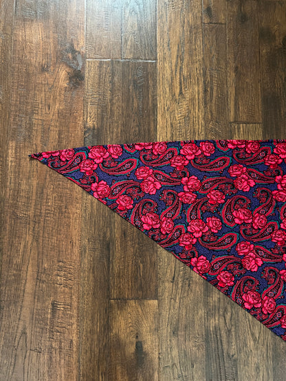 Vintage Floral Paisley Triangle Scarf - Pink and Purple Paisley Rose Shoulder Wrap