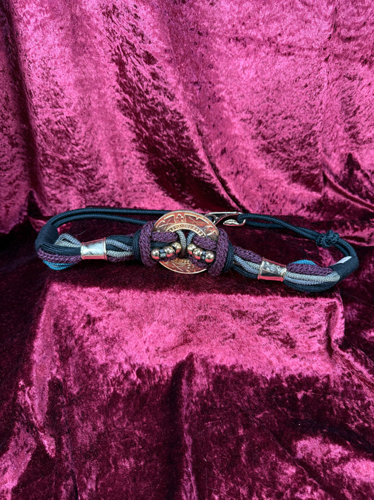Vintage 1980s Braided Cord Belt – Coin Medallion Closure Adjustable Fit