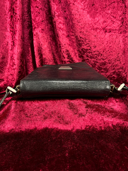 Vintage Roberto Fabris Leather Crossbody Bag - Black Lizard Embossed Purse