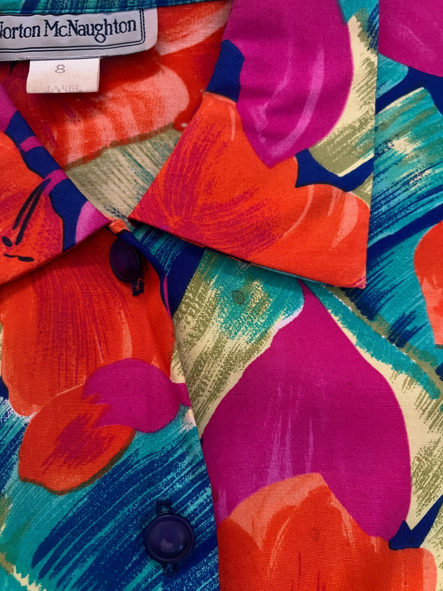 Vintage Norton McNaughton Tropical Two Piece Set - Bright Hawaiian Florals - Medium