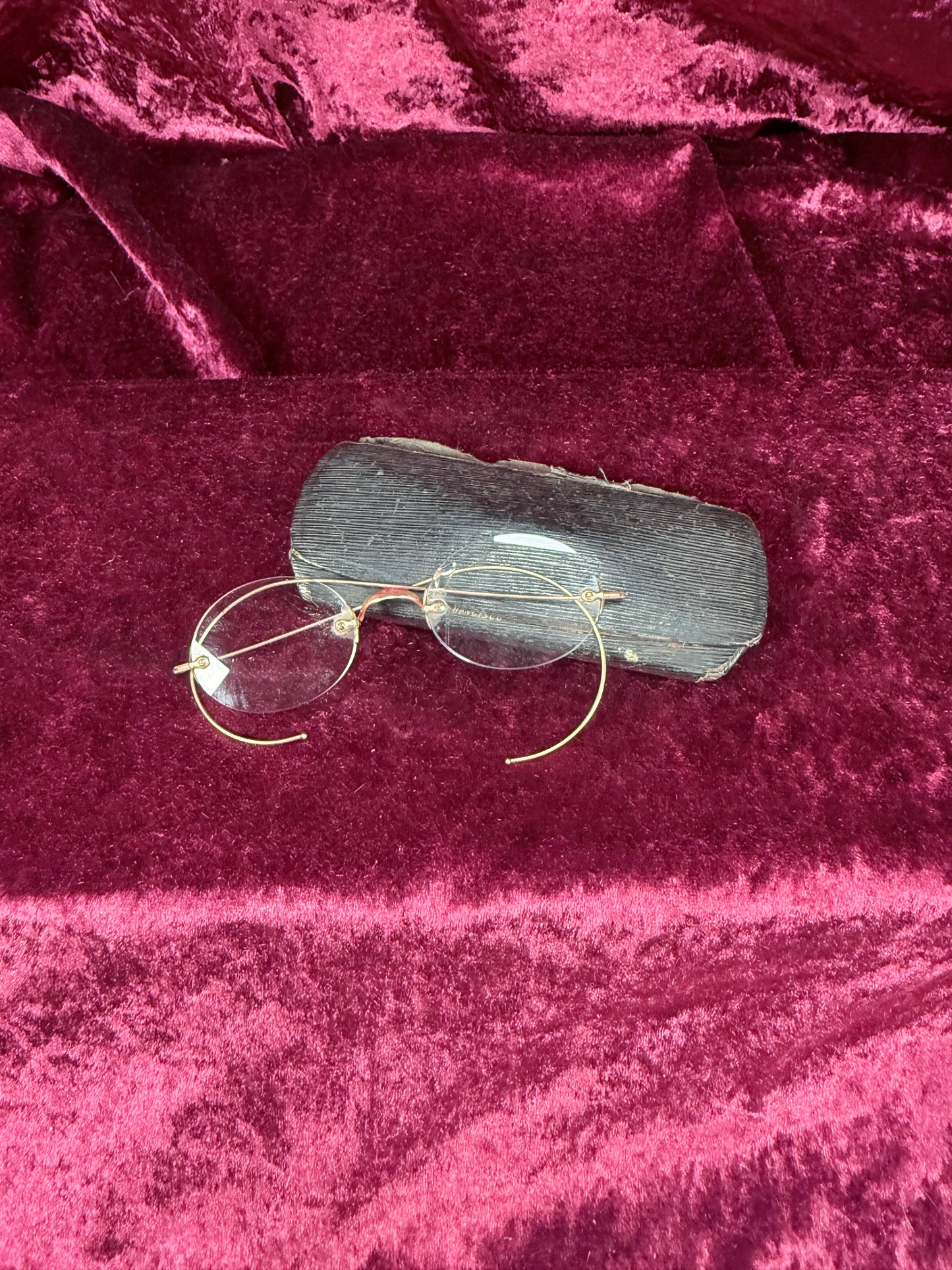 Antique Gold Filled Pince-Nez Eyeglasses – Rimless Spectacles with Chinn-Beretta San Francisco Case