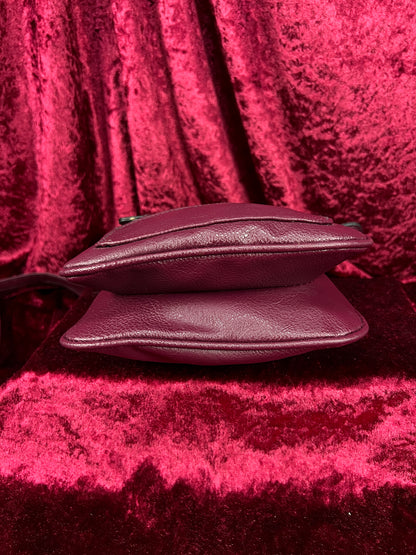 Vintage Faux Leather Crossbody Bag - Burgundy Pebbled Utility Purse - Rosetti