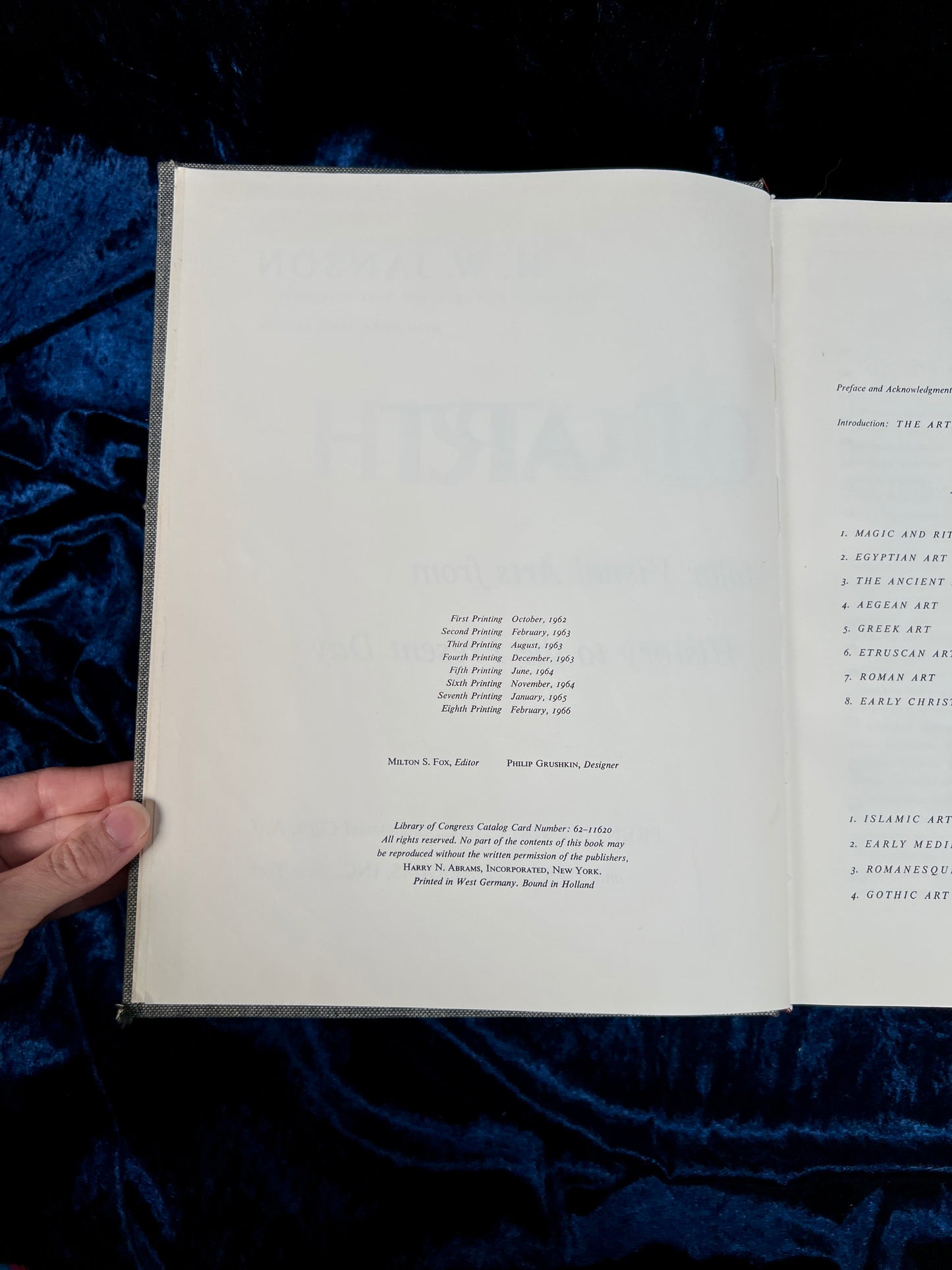 Vintage History of Art by H.W. Janson - 1966 Eighth Printing Illustrated Clothbound Hardcover