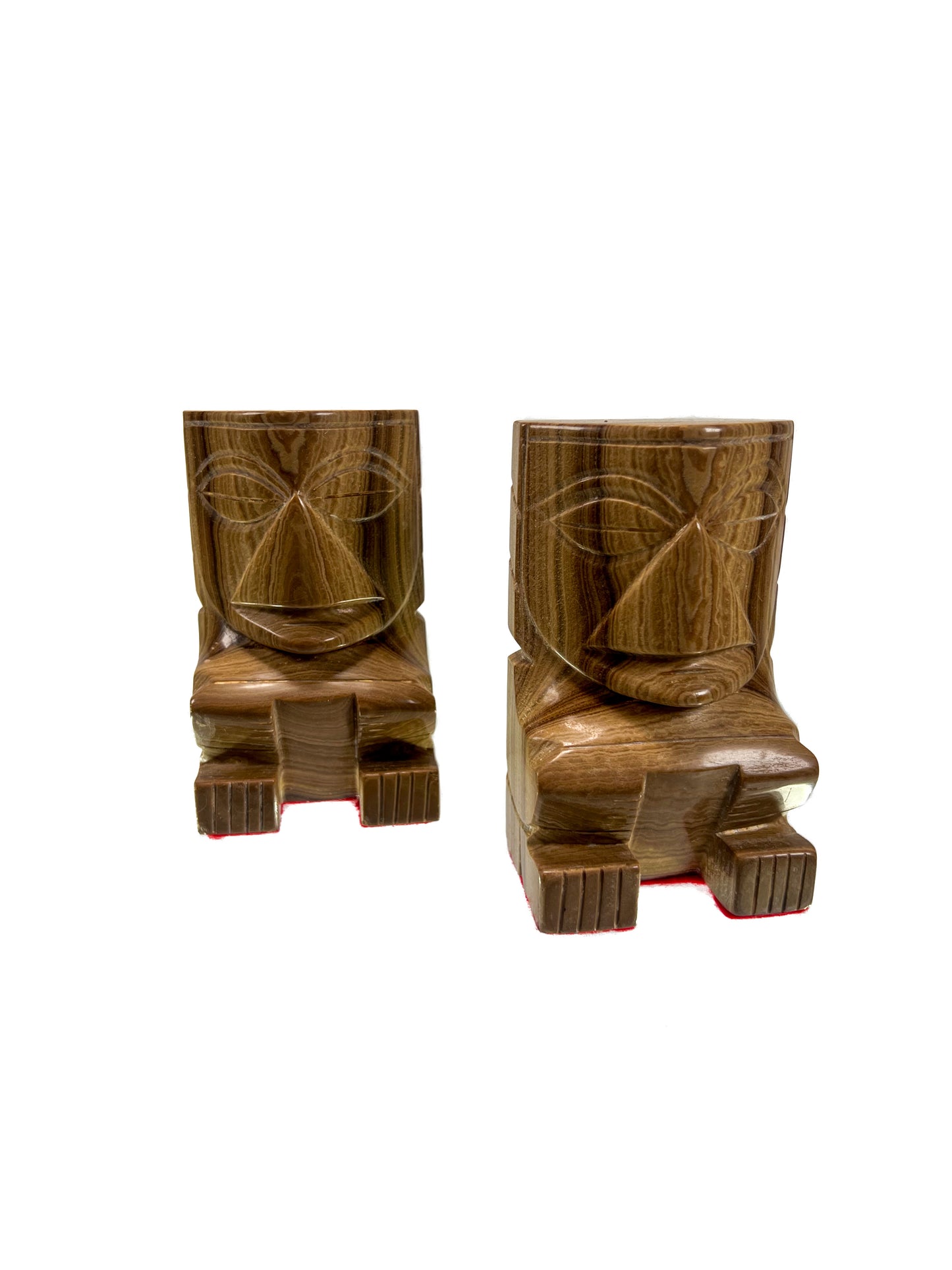 Vintage Home Decor - Mid Century Bookends - Carved Stone Tiki Totems - Set of 2