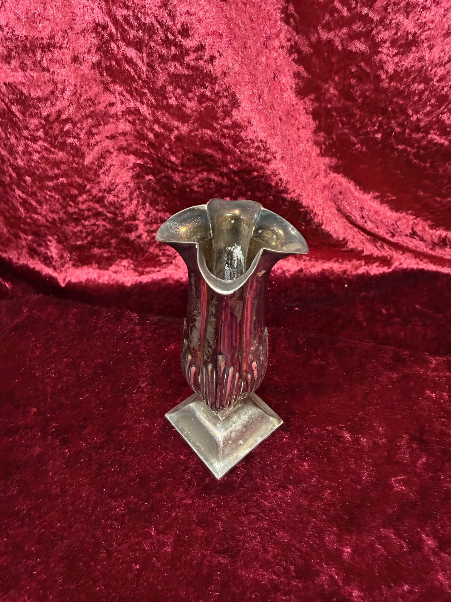 Vintage Silver Plated Bud Vase – Fluted Pedestal Urn Form