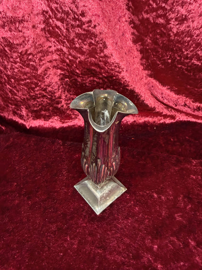 Vintage Silver Plated Bud Vase – Fluted Pedestal Urn Form