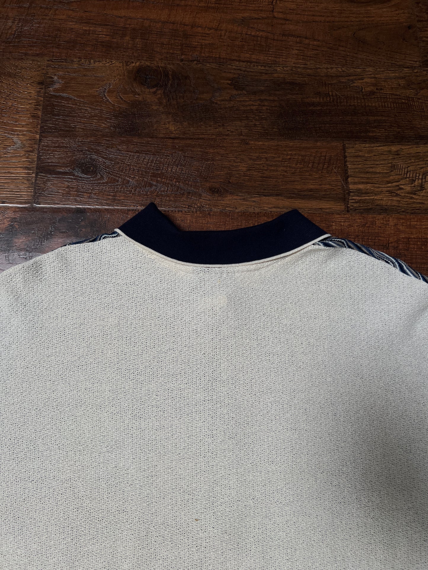 Vintage Pernicci Cotton Polo Shirt – Textured Wave Knit Half Zip – Size X-Large