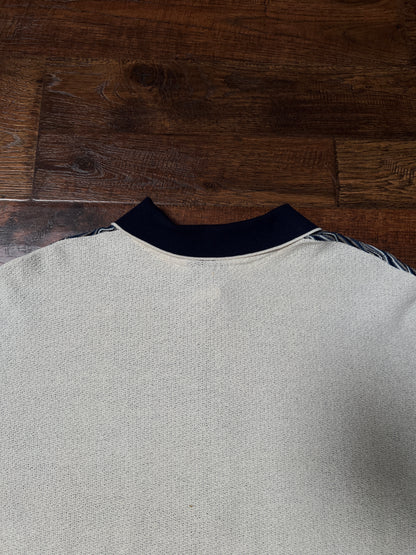 Vintage Pernicci Cotton Polo Shirt – Textured Wave Knit Half Zip – Size X-Large