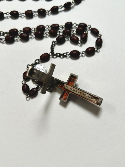 Antique Religio - Rosary Bead Necklace - Hinged Crucifix - Ex Terra Catacombarum