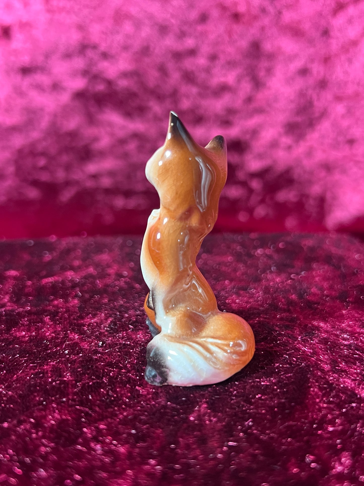 Vintage Figurine - Porcelain Miniature - Smiling Fox - Chipped