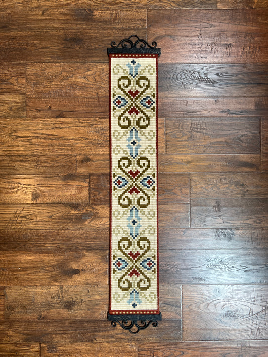 Vintage Home Decor - Tapestry Bell Pull - Ornate Scrolling Hearts - Beige - 40"