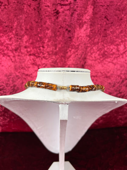 Vintage Jewelry - Necklace - Carved Wood Beads - 19.5"