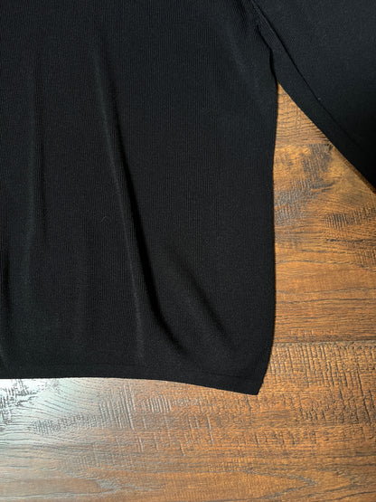 Vintage Hannah Jones Knit Top - Black Rhinestone Lattice Neckline - Medium