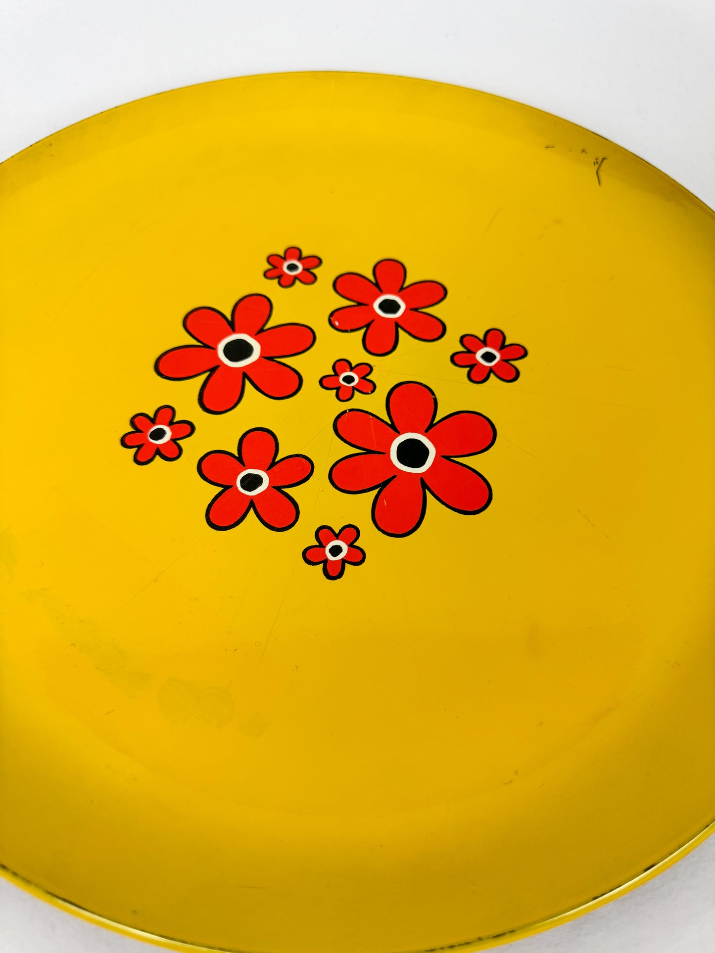 Vintage 1970s Melamine Serving Tray - MCM Yellow Floral